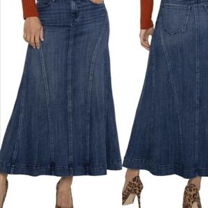 Liverpool Blue Denim Midi Skirt